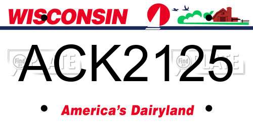 ACK2125 Wisconsin License Plate