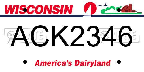 ACK2346 Wisconsin License Plate