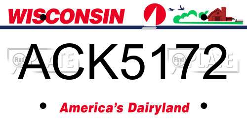 ACK5172 Wisconsin License Plate