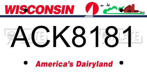 ACK8181 Wisconsin License Plate