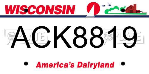 ACK8819 Wisconsin License Plate