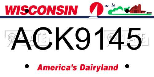 ACK9145 Wisconsin License Plate