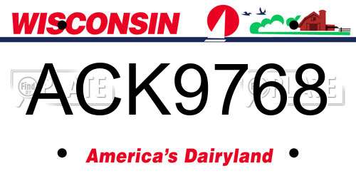 ACK9768 Wisconsin License Plate