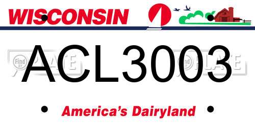 ACL3003 Wisconsin License Plate