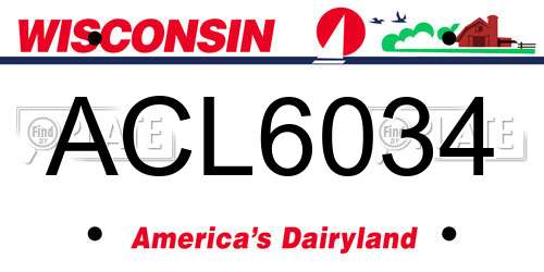 ACL6034 Wisconsin License Plate