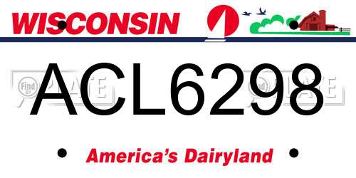 ACL6298 Wisconsin License Plate