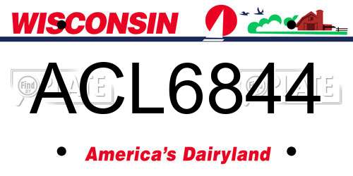 ACL6844 Wisconsin License Plate