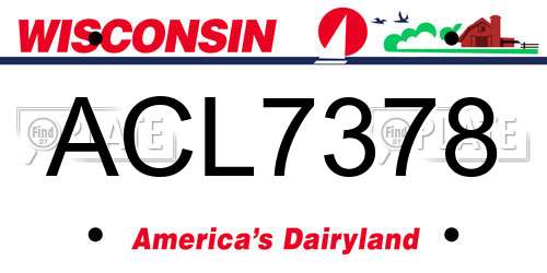 ACL7378 Wisconsin License Plate