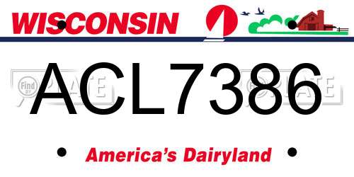 ACL7386 Wisconsin License Plate