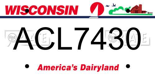 ACL7430 Wisconsin License Plate