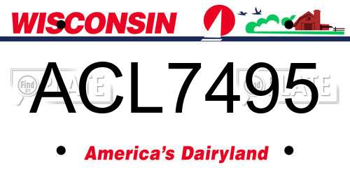ACL7495 Wisconsin License Plate