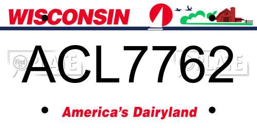 ACL7762 Wisconsin License Plate