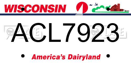 ACL7923 Wisconsin License Plate