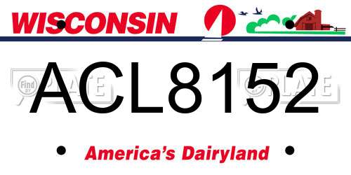 ACL8152 Wisconsin License Plate