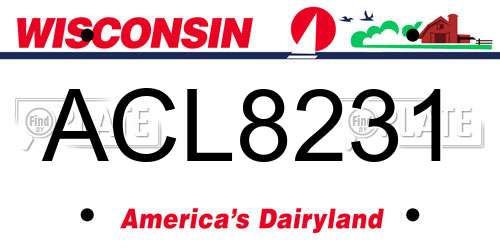 ACL8231 Wisconsin License Plate