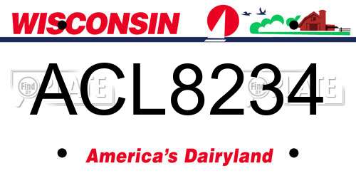 ACL8234 Wisconsin License Plate
