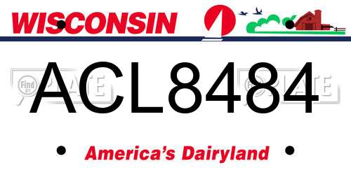ACL8484 Wisconsin License Plate