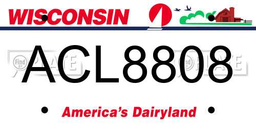 ACL8808 Wisconsin License Plate