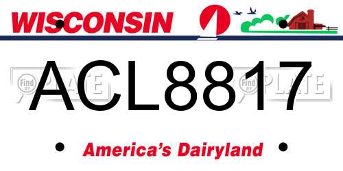 ACL8817 Wisconsin License Plate