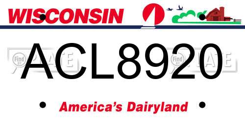 ACL8920 Wisconsin License Plate