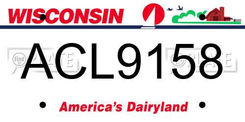 ACL9158 Wisconsin License Plate