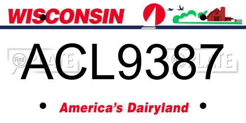ACL9387 Wisconsin License Plate