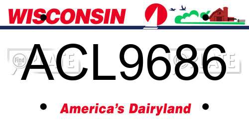 ACL9686 Wisconsin License Plate