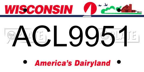 ACL9951 Wisconsin License Plate