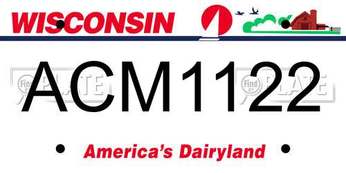 ACM1122 Wisconsin License Plate