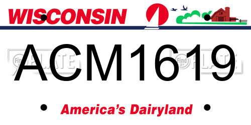 ACM1619 Wisconsin License Plate