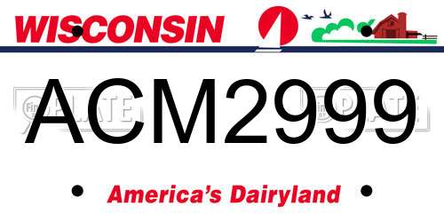 ACM2999 Wisconsin License Plate