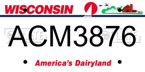 ACM3876 Wisconsin License Plate