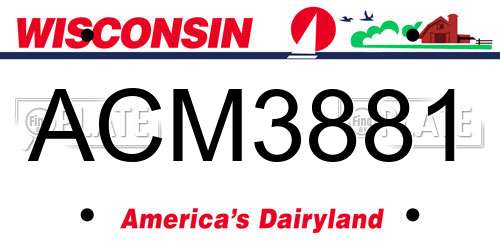 ACM3881 Wisconsin License Plate