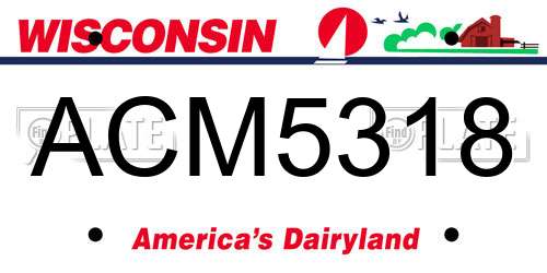 ACM5318 Wisconsin License Plate