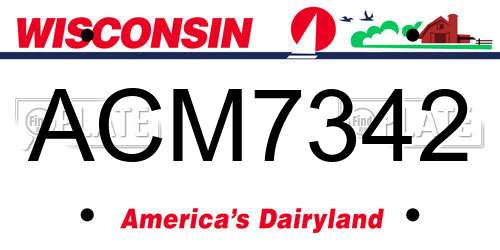ACM7342 Wisconsin License Plate