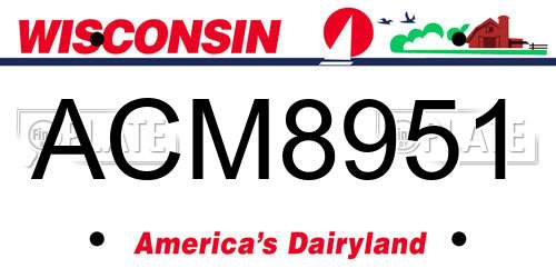 ACM8951 Wisconsin License Plate