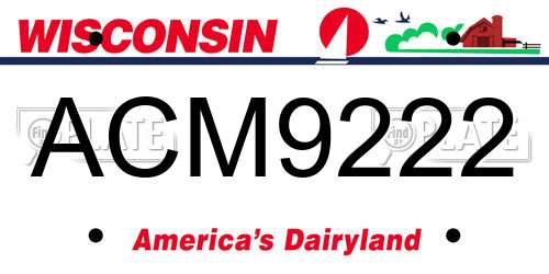 ACM9222 Wisconsin License Plate