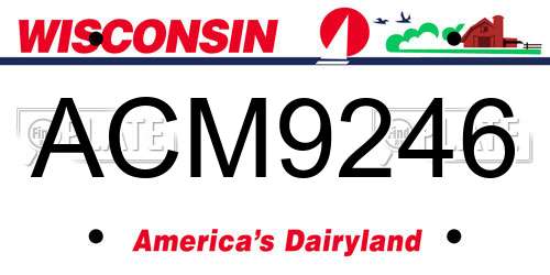 ACM9246 Wisconsin License Plate
