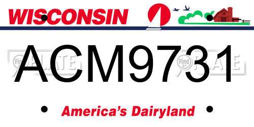 ACM9731 Wisconsin License Plate