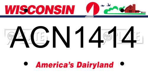 ACN1414 Wisconsin License Plate