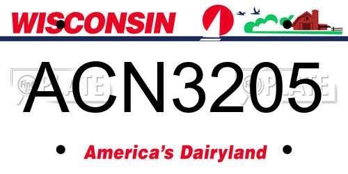 ACN3205 Wisconsin License Plate