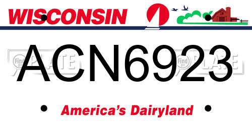 ACN6923 Wisconsin License Plate