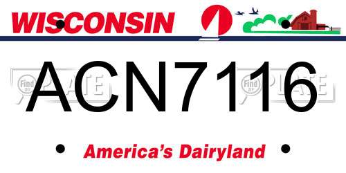 ACN7116 Wisconsin License Plate