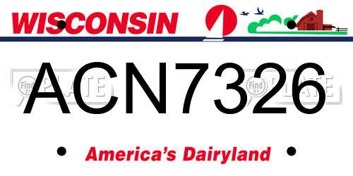 ACN7326 Wisconsin License Plate