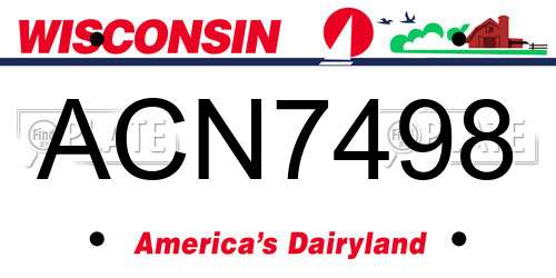 ACN7498 Wisconsin License Plate
