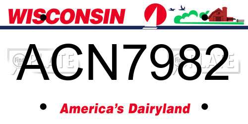 ACN7982 Wisconsin License Plate