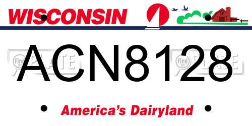 ACN8128 Wisconsin License Plate