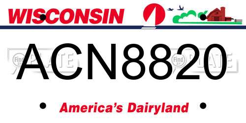 ACN8820 Wisconsin License Plate