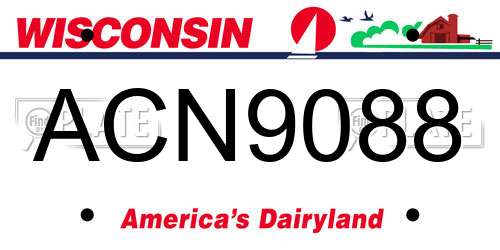 ACN9088 Wisconsin License Plate