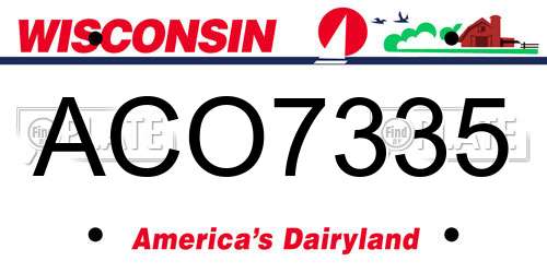 ACO7335 Wisconsin License Plate